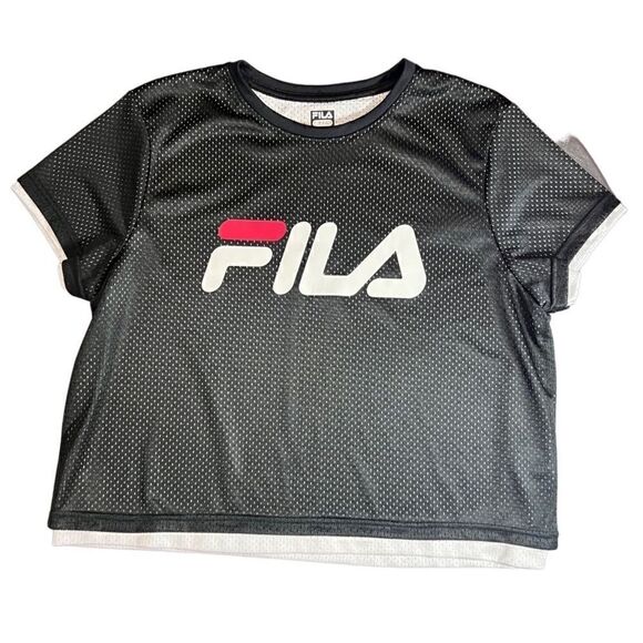 FILA MICHELLE CROPPED MESH TEE shirt jersey size large - Picture 11 of 14